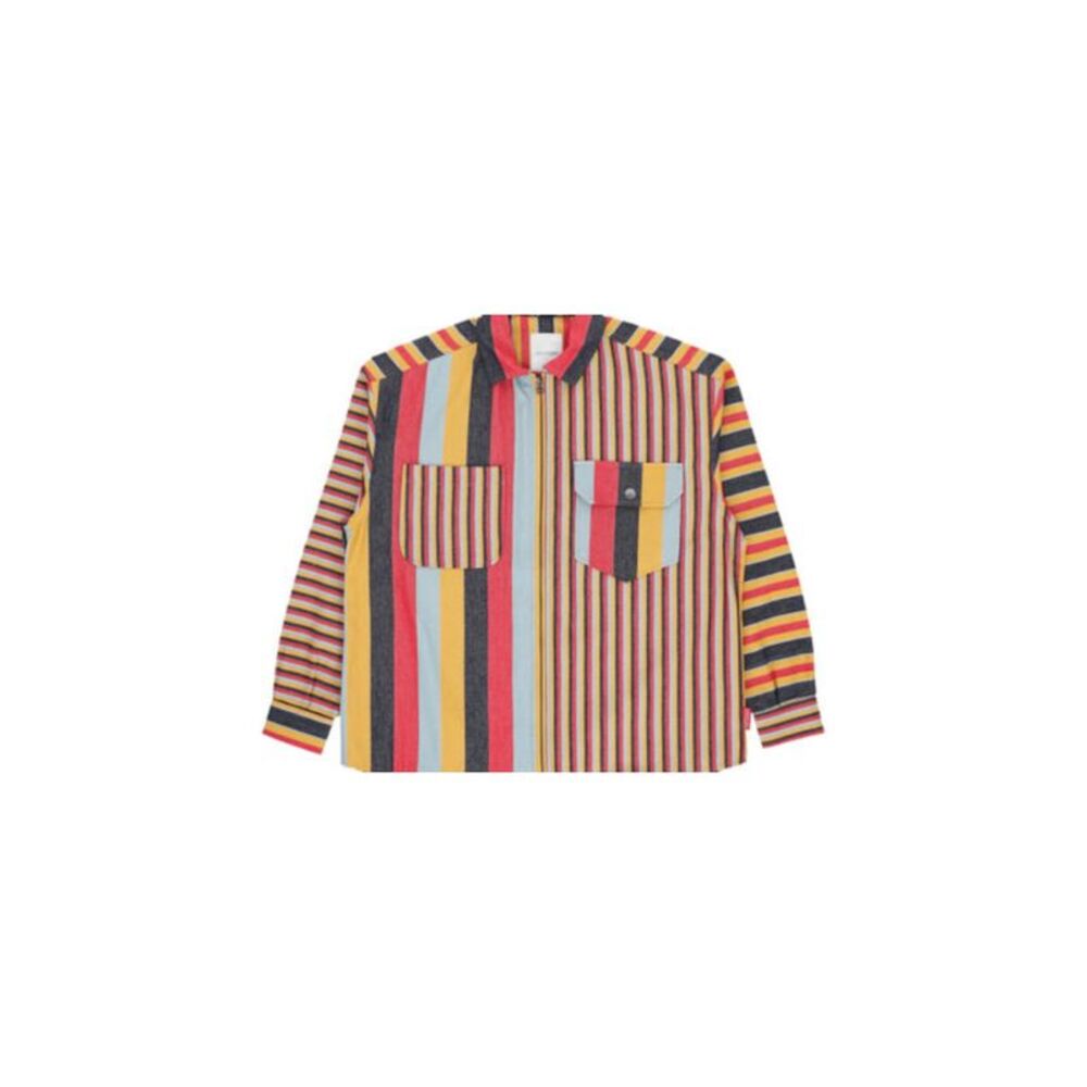 NAPAPIJRI Mens Yellow Striped Full Zip Casual Shirt XL